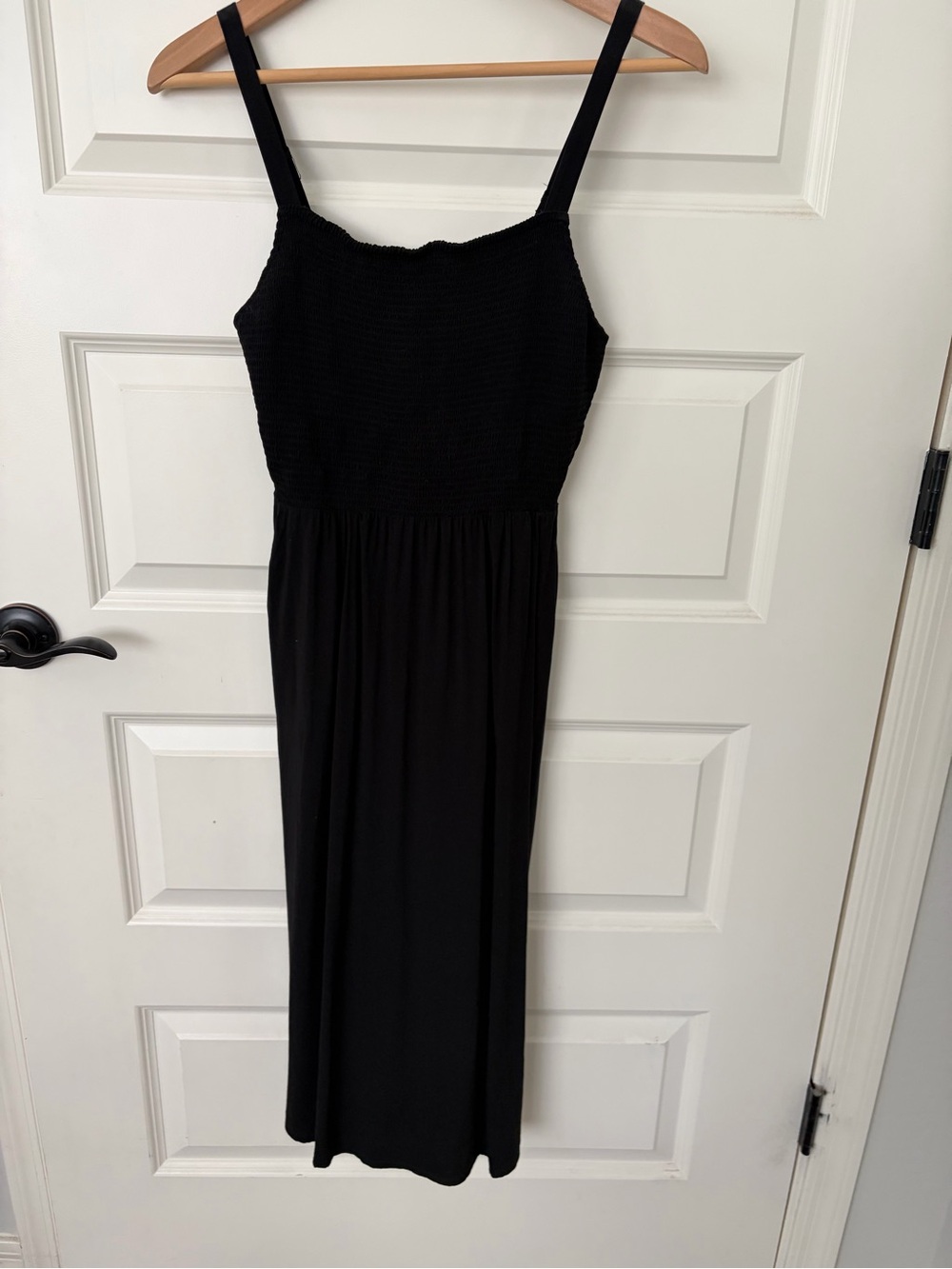 Black Smocked Bodice Midi Dress - Women's (Old Navy)